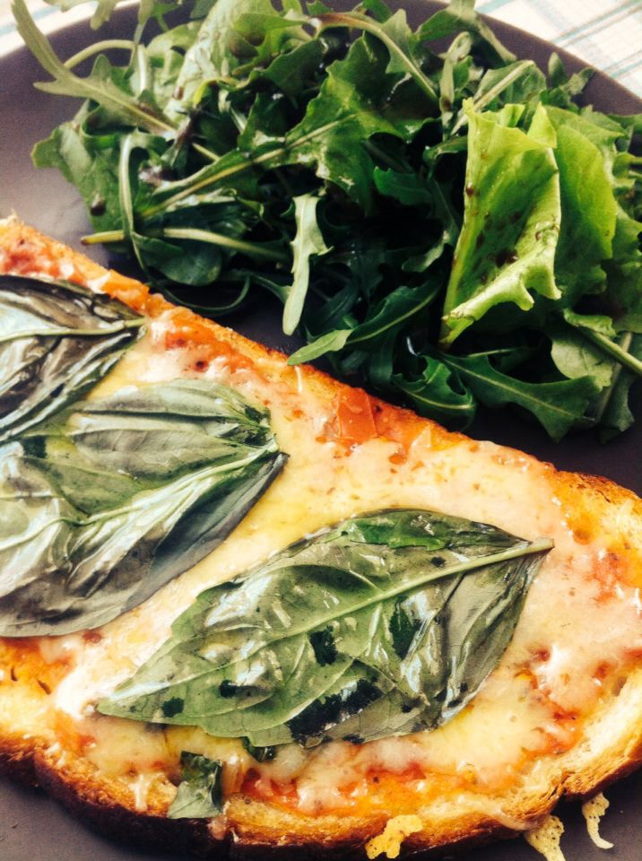 Cheese Toast with Basil & Salad